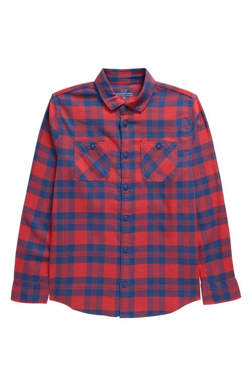 Shop Vineyard Vines Kids' Island Twill Plaid Button-up Shirt In Crab Shell Plaid