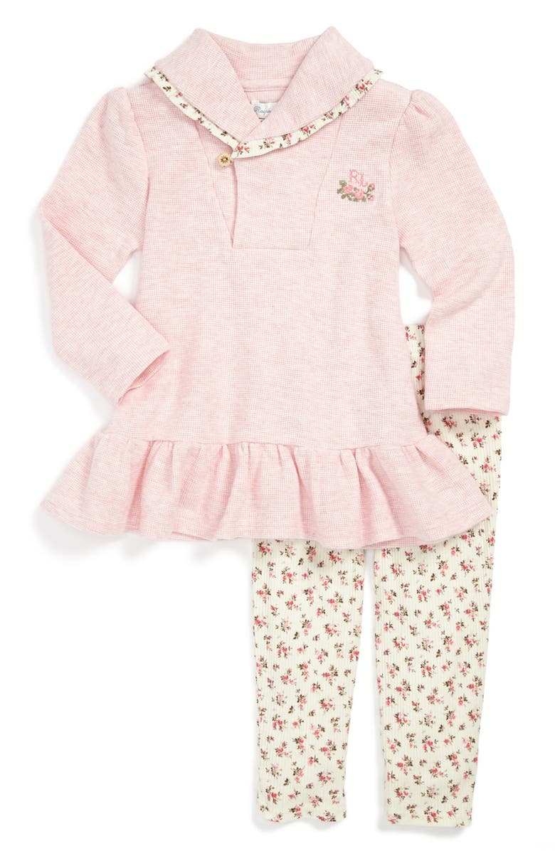 Ralph Lauren Waffle Knit Dress & Leggings (Toddler Girls) | Nordstrom