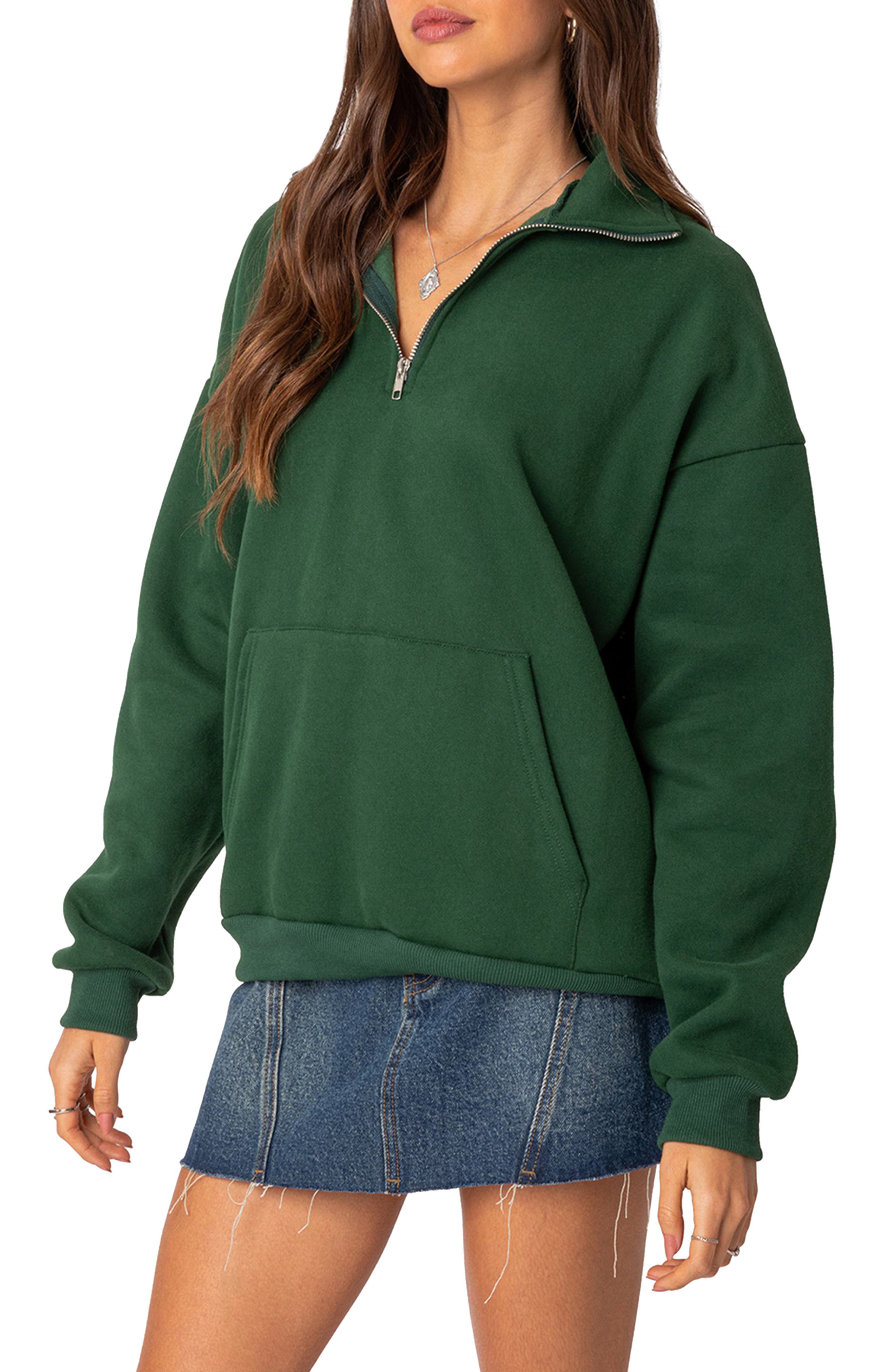EDIKTED Oversize Quarter Zip Sweatshirt Nordstrom