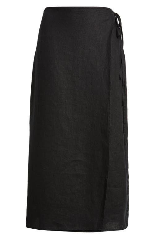 Shop Rails Carly Linen Wrap Midi Skirt In Black