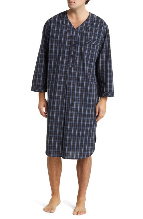 Shop Majestic International Coopers Check Woven Nightshirt In Navy/blue