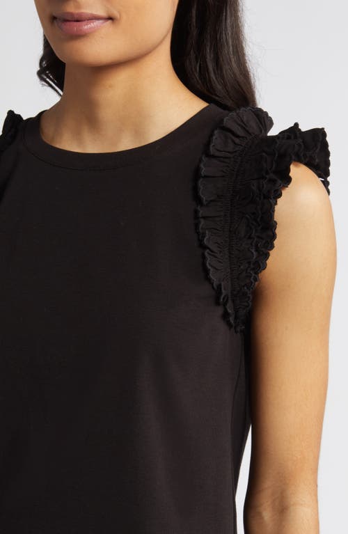 Wit & Wisdom Ruffle Sleeve Top In Black
