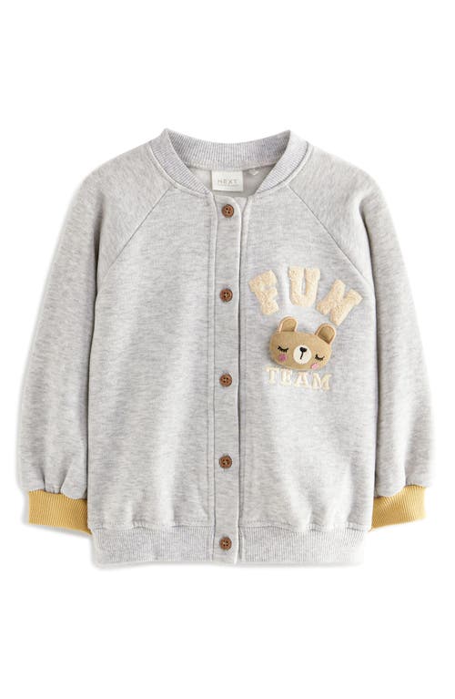 Shop Next Kids' Bear Appliqué Knit Baseball Jacket In Grey