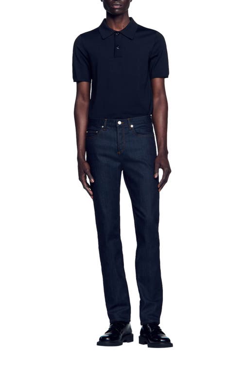 Sandro Waterless Narrow Cut Jeans In Raw-denim