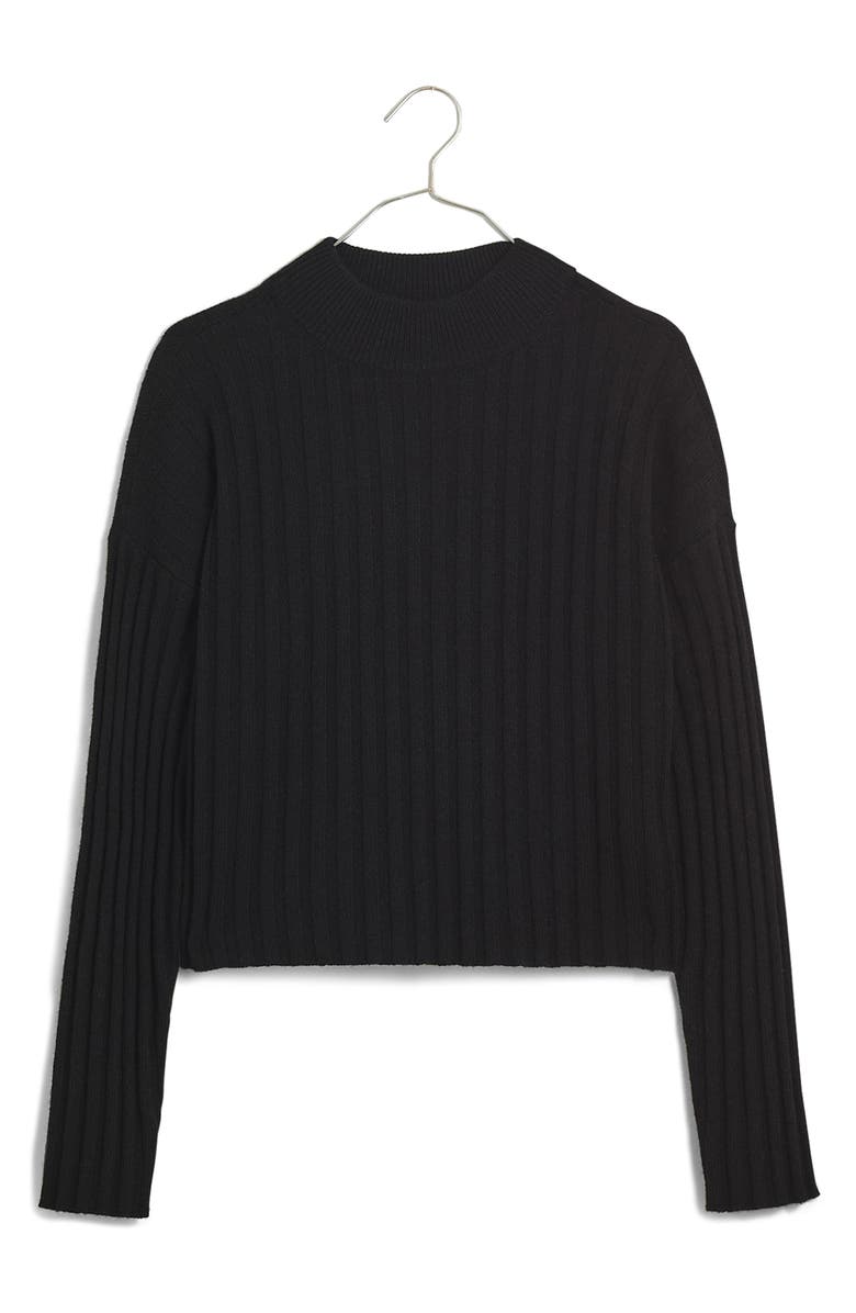 Madewell Levi Rib Mock Neck Wool Blend Crop Pullover Sweater, Main, color,
