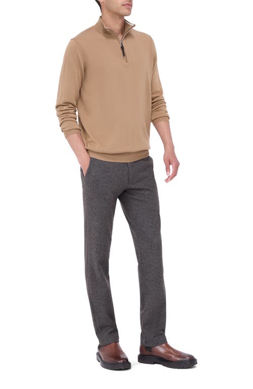 Bugatchi Merino Wool Quarter Zip Pullover In Camel