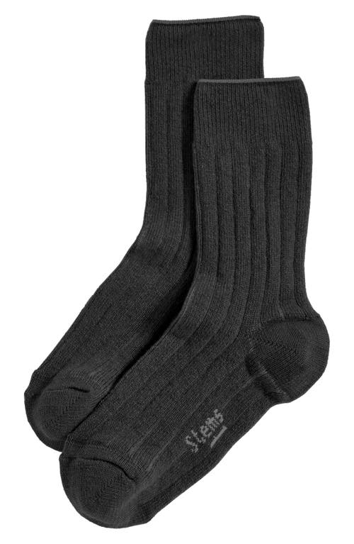 Stems Luxe Merino Wool & Cashmere Blend Crew Socks in Black