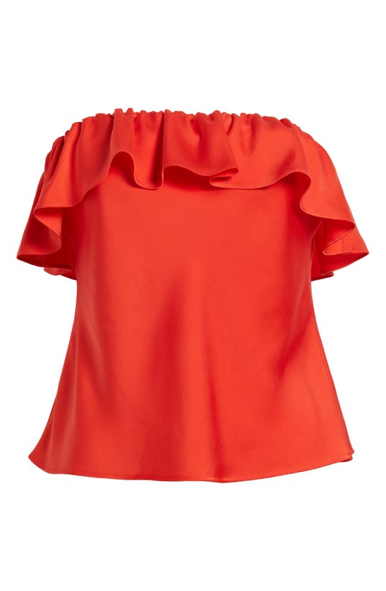 Shop Wayf All Yours Ruffle Strapless Top In Red