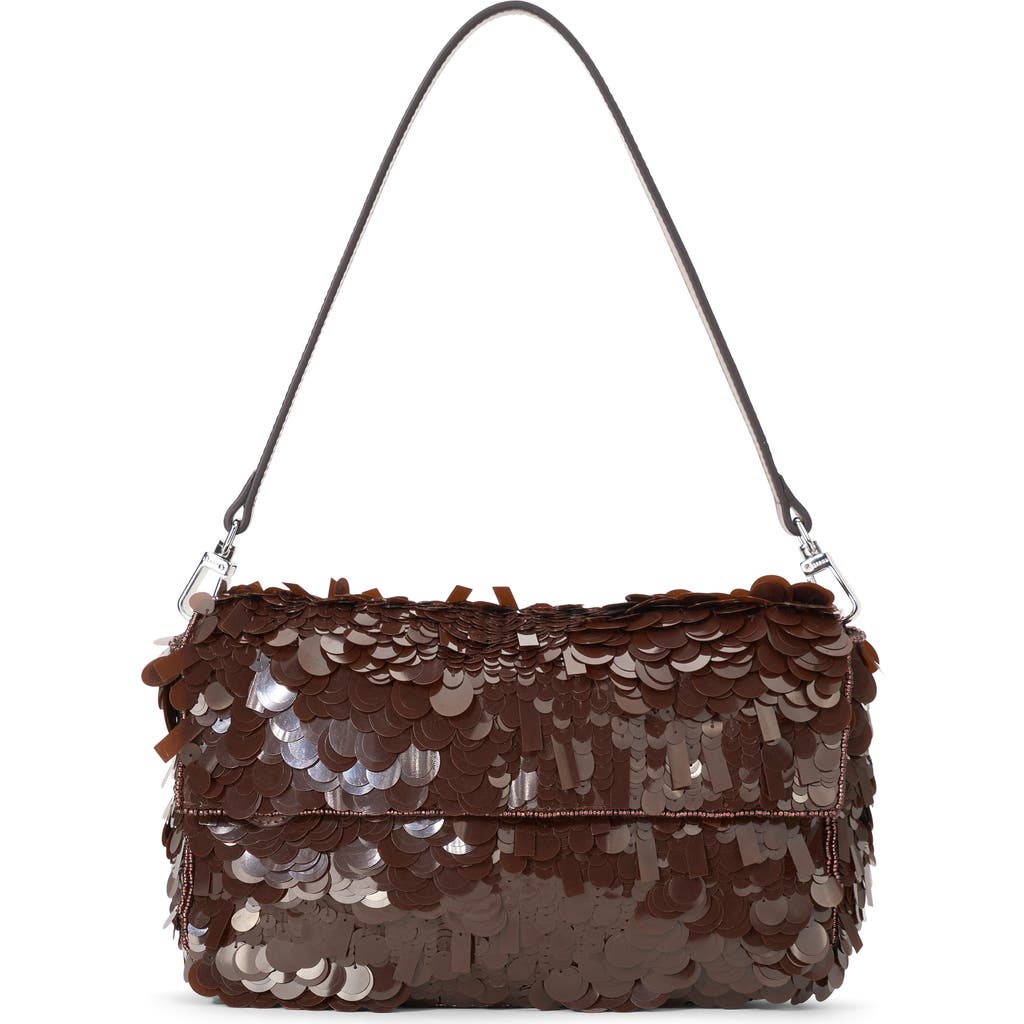 Staud Timmy Sequin Shoulder Bag In Cacao