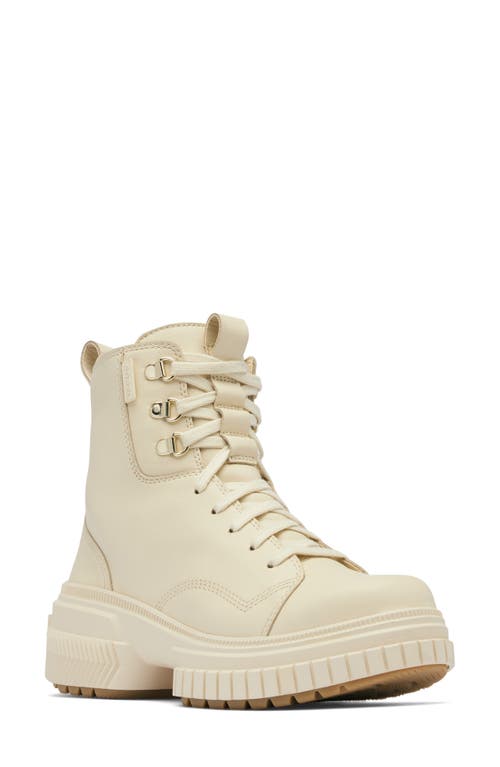 Sorel Ona Ave Waterproof Leather Lace-up Boots In Honey White/sea Salt