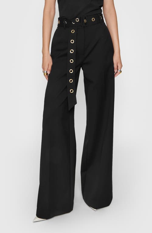 Shop Rebecca Minkoff Wool Blend Wide Leg Pants In True Black