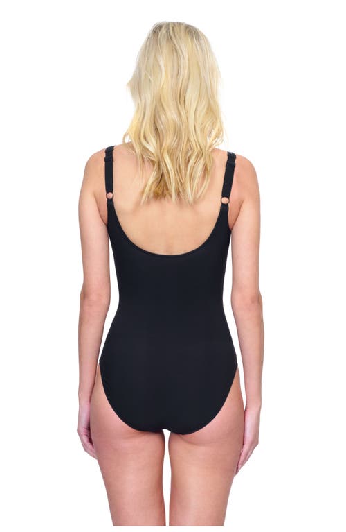 Shop Gottex Natures Beauty Square Neck One Piece Swimsuit In Black White