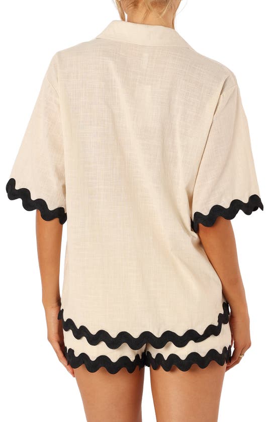 Petal And Pup Petal & Pup Wilson Rickrack Trim Cotton Shirt & Shorts Set In Neutral