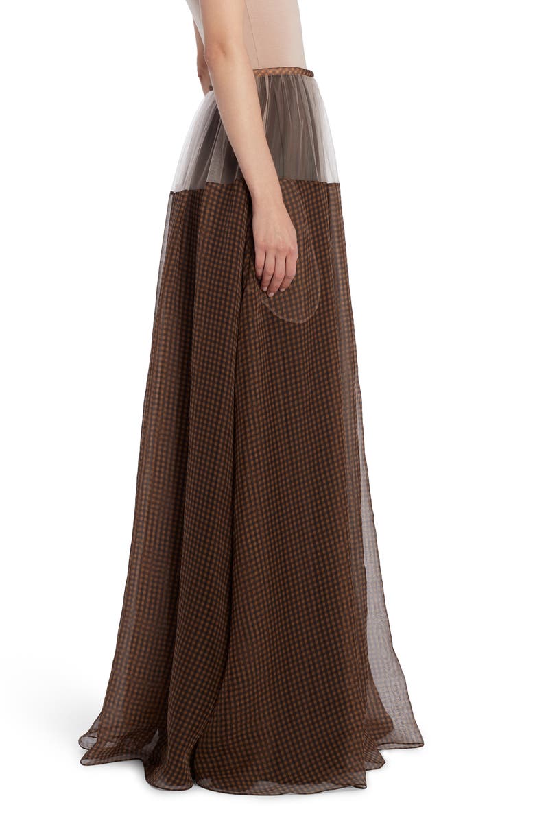 Fendi Check Silk & Tulle Maxi Skirt, Alternate, color, 
