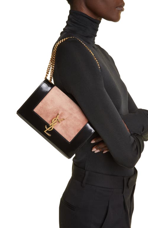 Saint Laurent Small Kate Colorblock Shoulder Bag In Peach Flower/noir