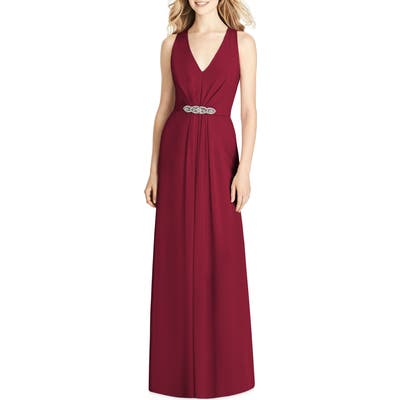 Jenny Packham Jewel Belt Chiffon Gown, Burgundy