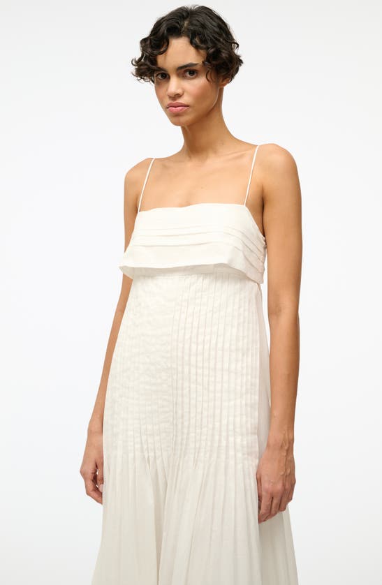 Shop Staud Kristina Pleat Details Cotton Maxi Dress In Ivory