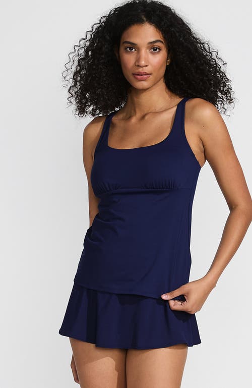 Shop Lands' End Square Neck Underwire Tankini Top Swimsuit Adjustable Straps In Deep Sea Navy