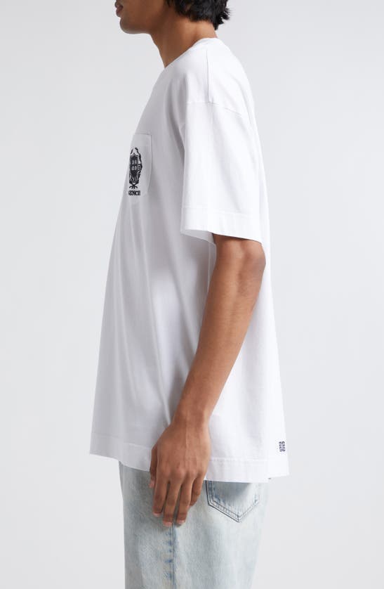 Shop Givenchy Laurel Crest Logo Oversize Pocket T-shirt In White