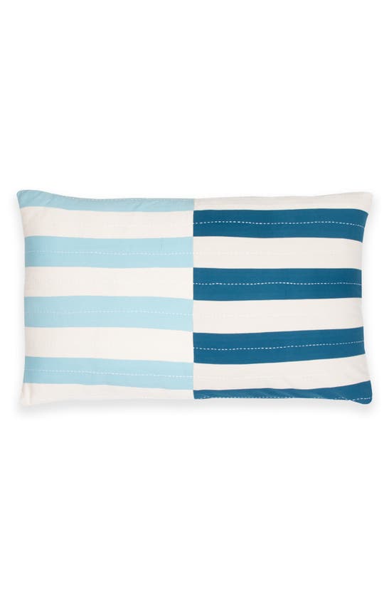 Anchal Offset Stripe Lumbar Pillow In Blue