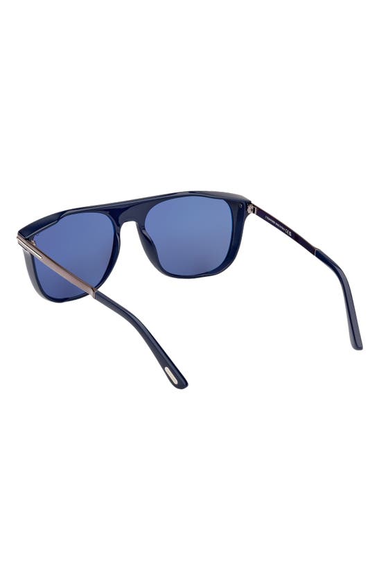 Shop Tom Ford Lionel 55mm Square Sunglasses In Navy Gunmental / Blue