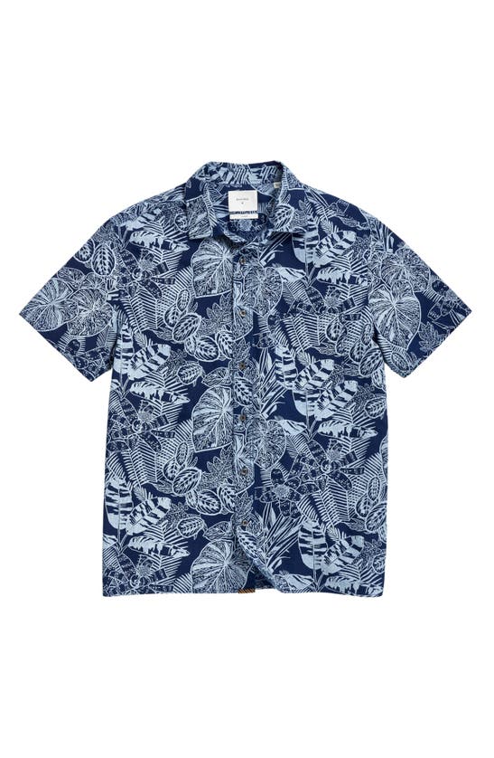 Shop Billy Reid Floral Short Sleeve Button-up Shirt In Indigo