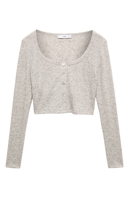 MANGO Crop Cardigan Medium Heather Grey at