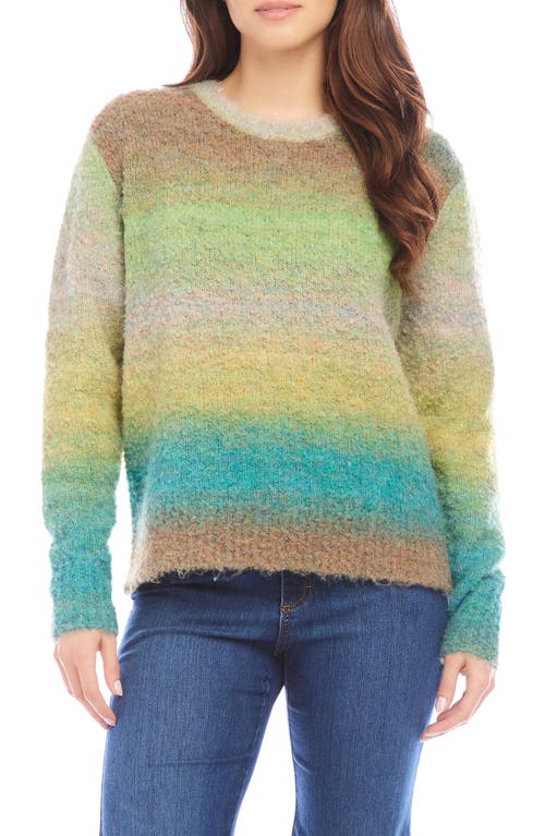 Shop Karen Kane Ombré Stripe Bouclé Sweater In Green