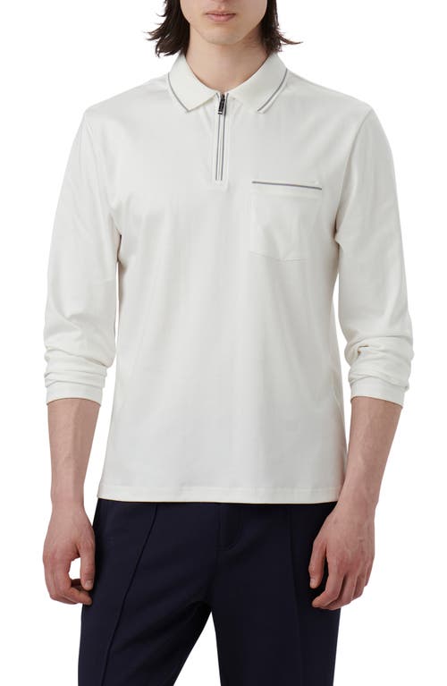 Bugatchi Long Sleeve Pocket Zip Polo at Nordstrom,