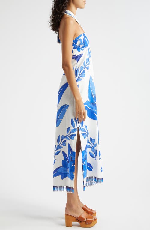 Shop Farm Rio Blue Yard Halter Dress In Off-white