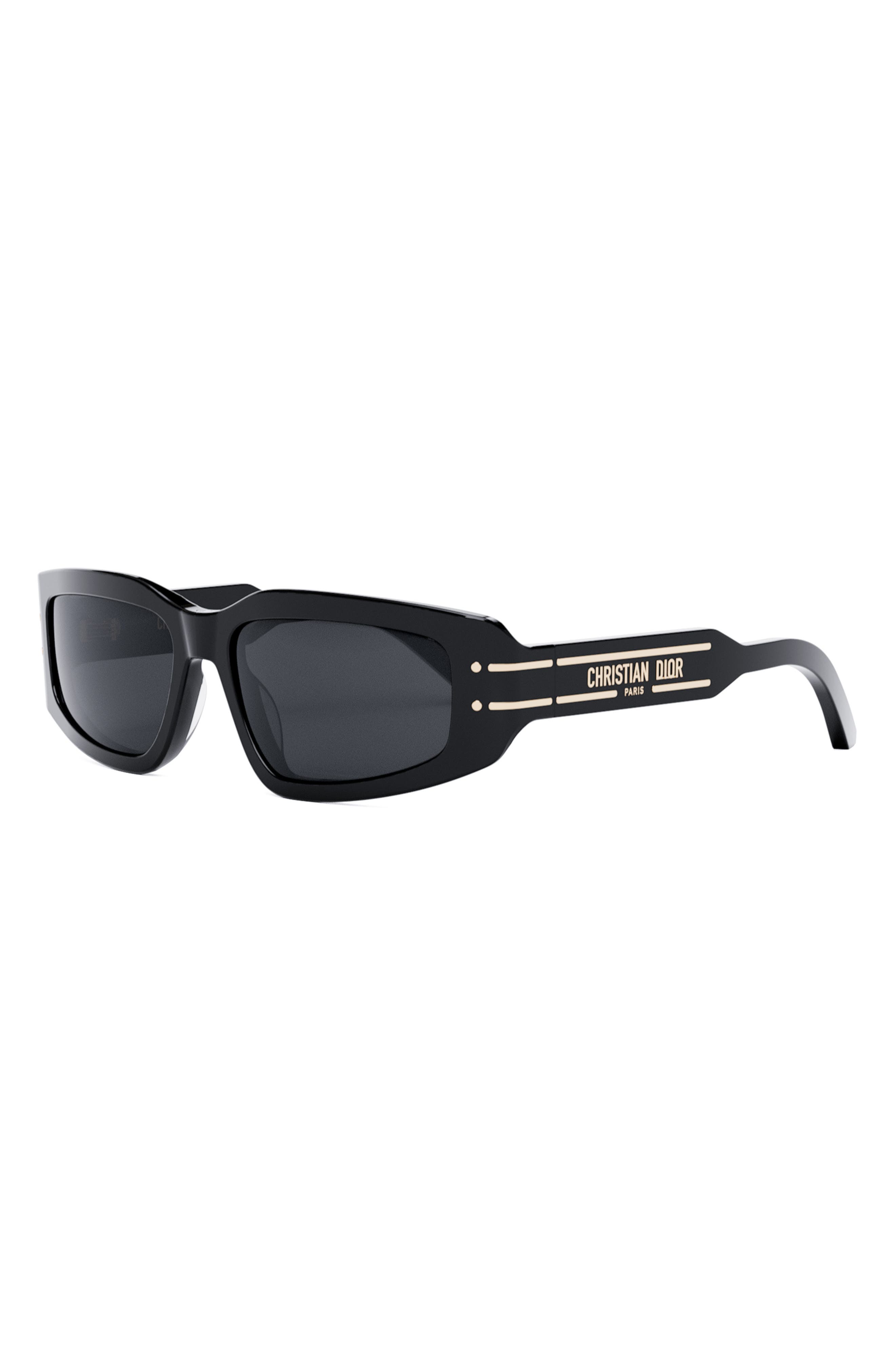 DIOR Signature S9U 55mm Square Sunglasses in Shiny Black /Smoke