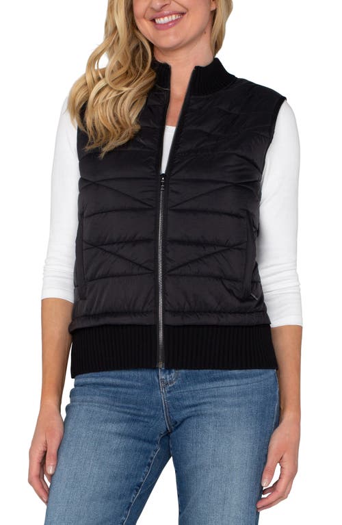 Shop Liverpool Los Angeles Quilted Mixed Media Vest In Black