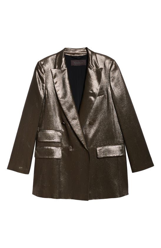 Shop Max Mara Edro Metallic Double Breasted Blazer In Bronze