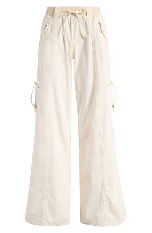 Shop Pacsun Low Rise Baggy Flare Cotton Cargo Pants In Bone