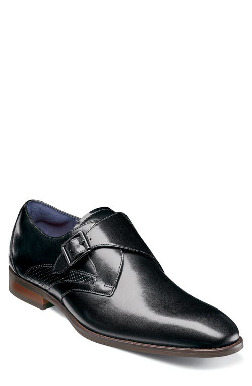 Karcher Plain Toe Monk Strap Shoe in Black