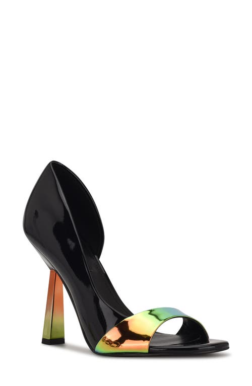 Nine West SaidSo Open Toe Pump Black Patent Multi at Nordstrom,