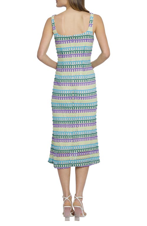 Shop Donna Morgan For Maggy Sleeveless Knit Midi Dress In Blue/purple/green