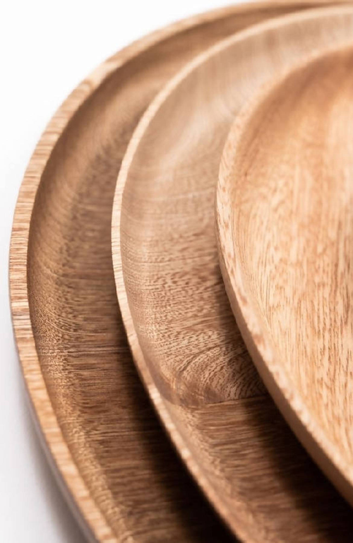 Chechen Wood Design Rosa Morada Wooden Base Platter In Natural