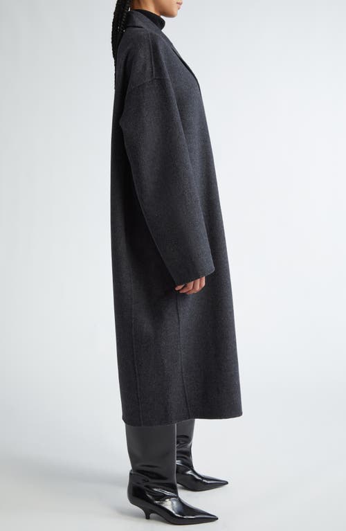 Shop Totême Toteme Double Face Wool Cocoon Coat In Charcoal Melange