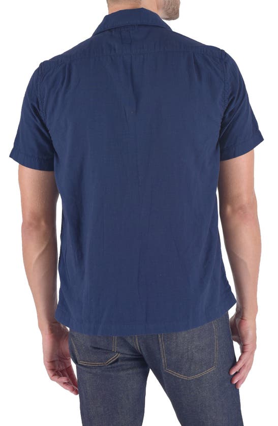 Hiroshi Kato The Wrench Solid Double Gauze Camp Shirt In Navy