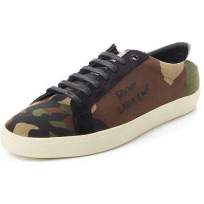 Saint Laurent Logo Embroidered Sneaker, Green