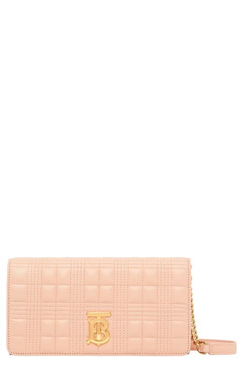 burberry Lola Quilted Leather Wallet on a Strap in Peach Pink