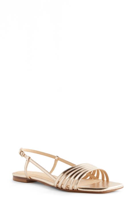 metallic slingback sandals
