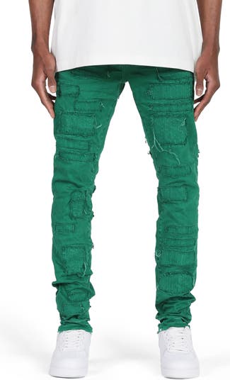 Purple Brand P001 Low Rise Skinny Jeans - Green Jacket Patch Repair – Privei