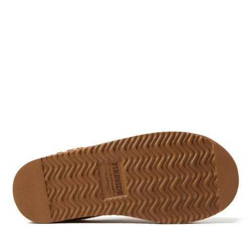 Dearfoams Fireside Greta Genuine Shearling Clog Slipper With Taping In Chestnut