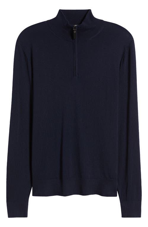 Shop Canali Quarter Zip Cashmere & Wool Blend Sweater In Navy