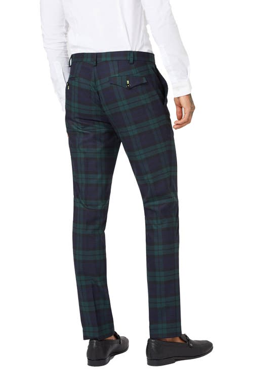 Shop Twisted Tailor Ginger Skinny Fit Tartan Stretch Wool Pants In Green