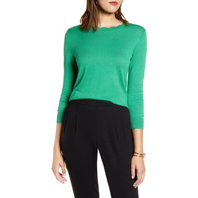 Halogen Scallop Neck Sweater, Green