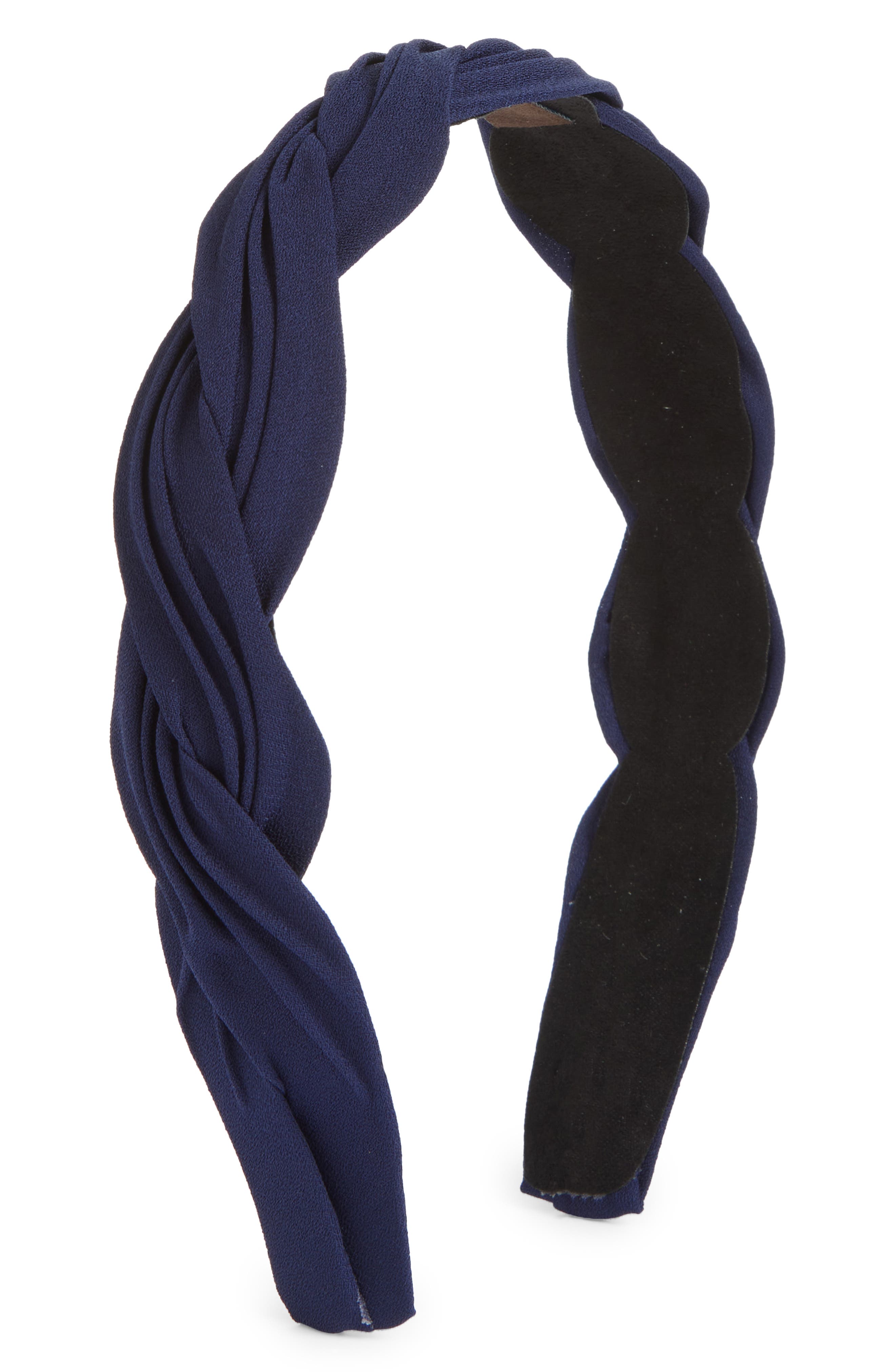 Tasha Braided Pleated Headband in Navy 