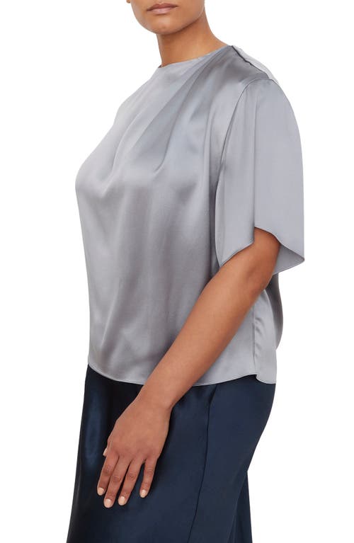 VINCE VINCE DRAPE NECK FLUTTER SLEEVE SILK TOP 